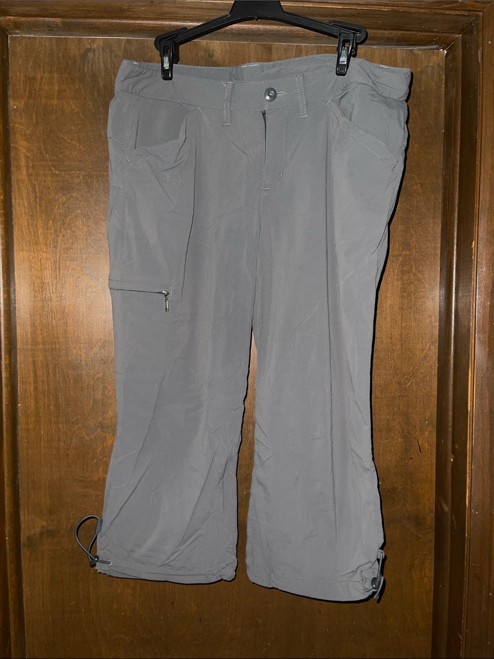Eddie Bauer Gray Cargo Capris with Side Zip Pocket